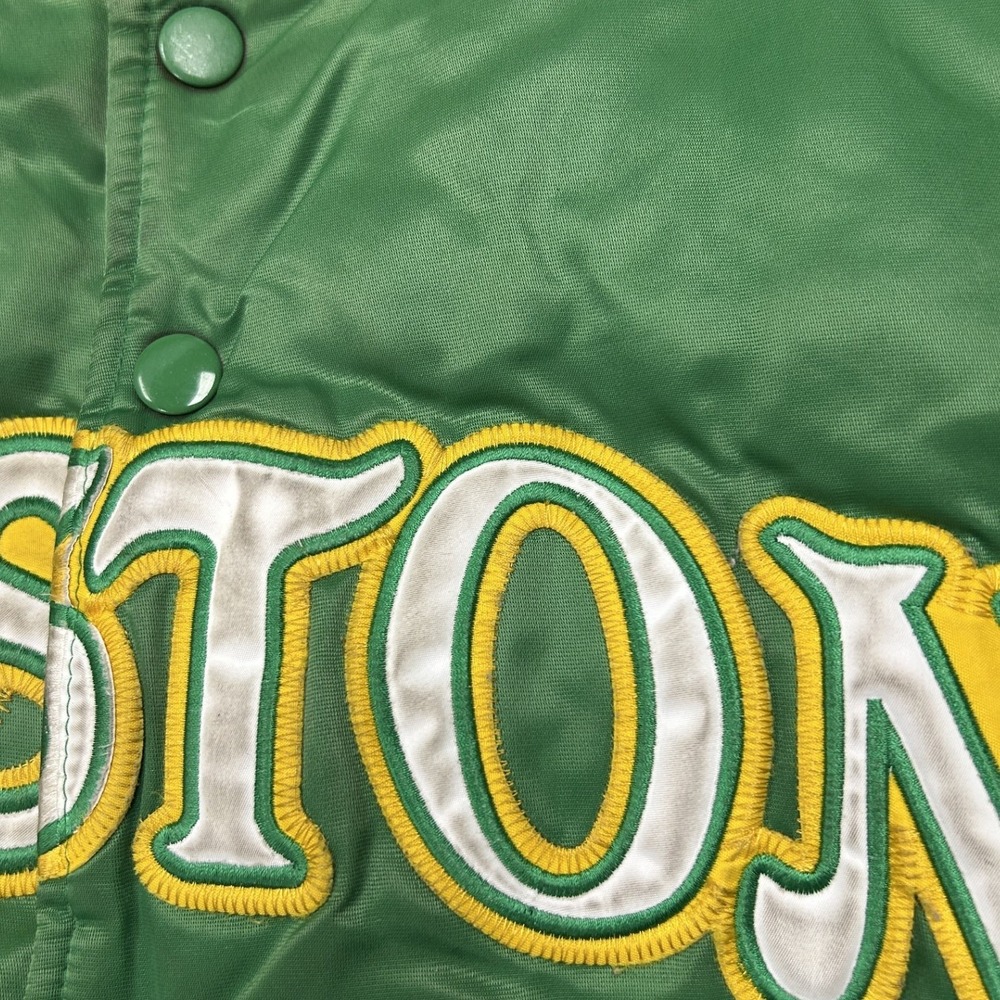Boston Celtics Jacket Mens L Green Good Vintage Satin Bomber Spellout - Picture 2 of 11
